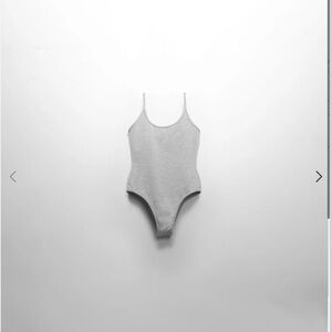 Women's Grey Scoop Neck Bodysuit with Spaghetti Straps